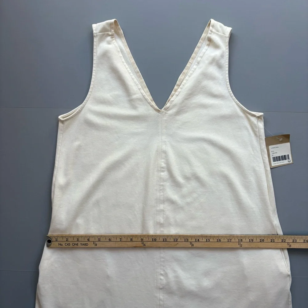 For Days Sleeveless 100% Organic Cotton XL Dress Side Pockets V-Neck Minimalist